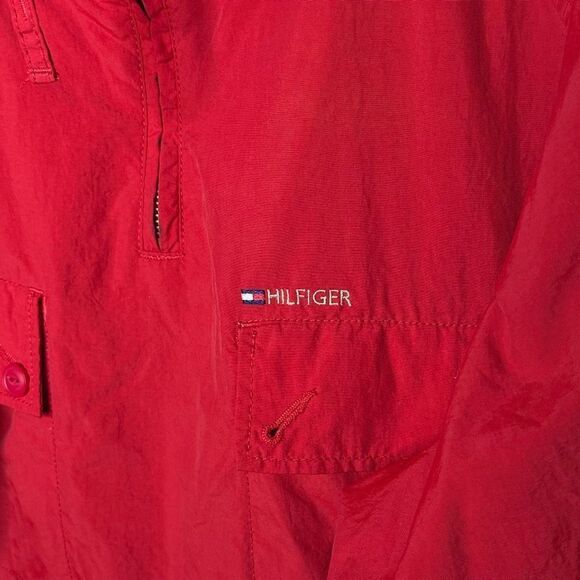 Vintage Tommy Hilfiger Windbreaker 1/4 Zip Hooded Pullover Large - Picture 3 of 6